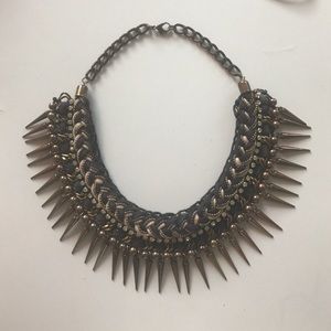 Braided Choker Necklace with spikes