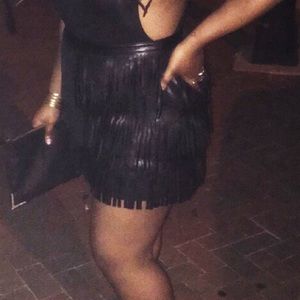 H&M black Fringe Skirt