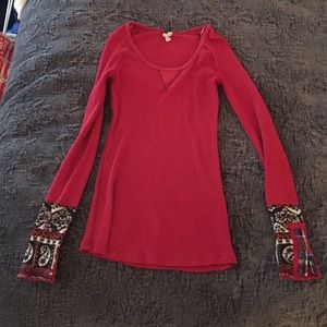 Free people Art School Embroidered top