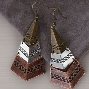 Tri-Colored Metal Earrings