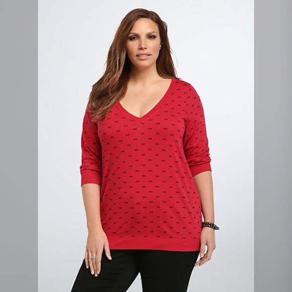 Torrid red bow shirt. Size 3