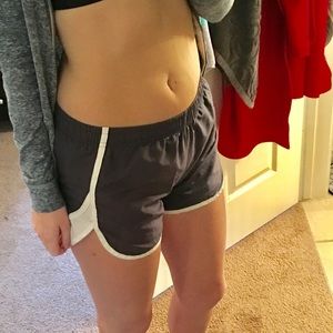 Gray and white under armour shorts