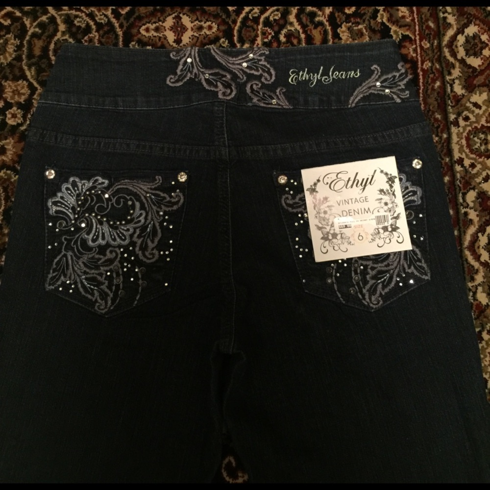 Ethyl Pull on Skinny Jeans Stud/Rhinestone Design
