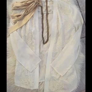 Silk Embroidered Cardigan Blouse