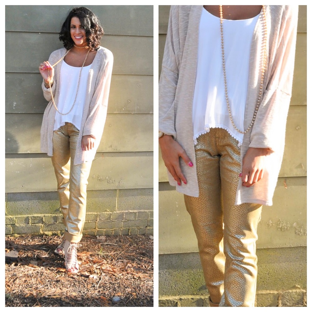 Ethyl Gold Snake Skin Skinny Jeans 👖