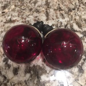 Pottery Barn Blossom Etched Glass Finials (Pair)