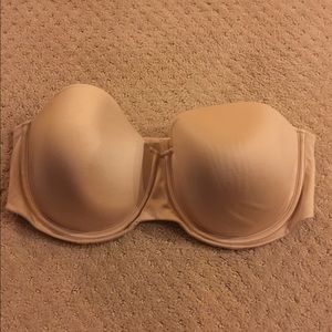 Strapless beige bra