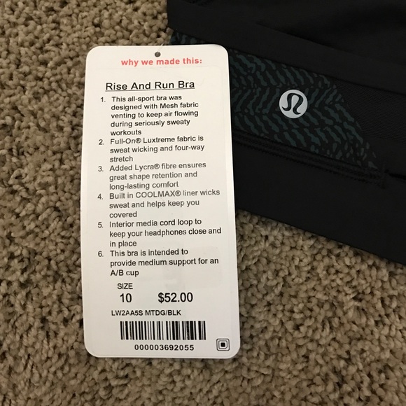 NWT Lululemon rise and run bra - Picture 3 of 3