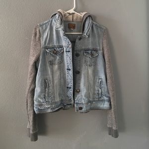 Jean jacket/ sweater hoodie