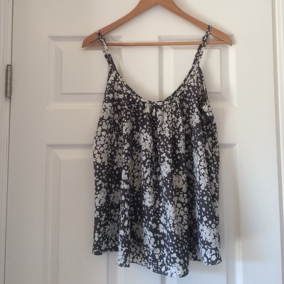 Gray and white floral top