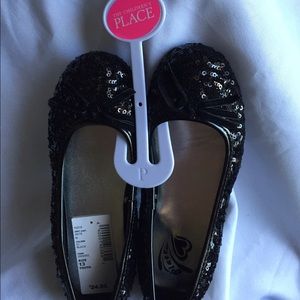 Children's Place girls black sequin flats
