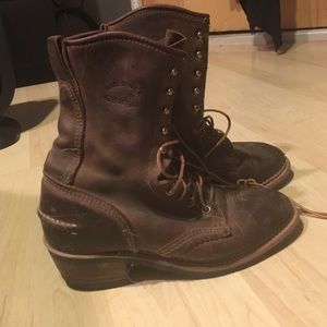 * VINTAGE * brown riding boots JUSTIN / ROPER