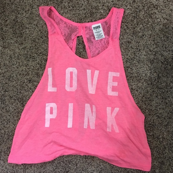 Pink open back crop tank