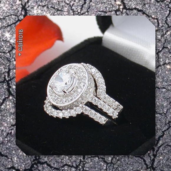 🎉HP🆕3ct White Topaz 10k White GF 3ct Ring Set - Picture 2 of 4