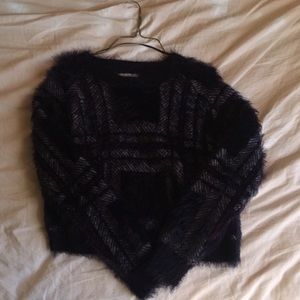Fluffy dark blue sweater