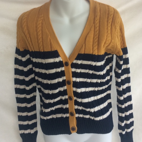 Tommy Hilfiger Gold/Navy/White Striped Cardigan