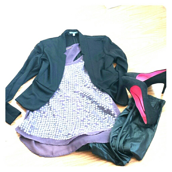 Purple sheer sequin party tank