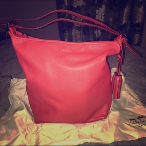 Coral Leather Large Coach Hobo