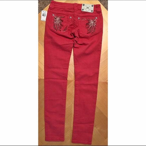 NWT Coral Red/Pink Skinny Miss Me Jeans - Picture 1 of 2