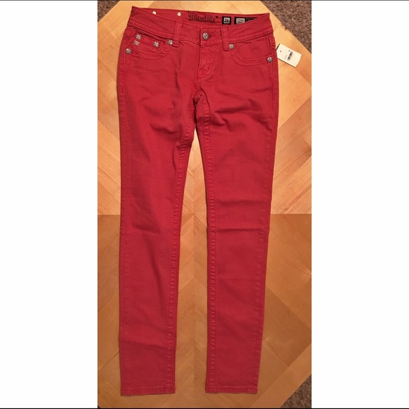 NWT Coral Red/Pink Skinny Miss Me Jeans - Picture 2 of 2