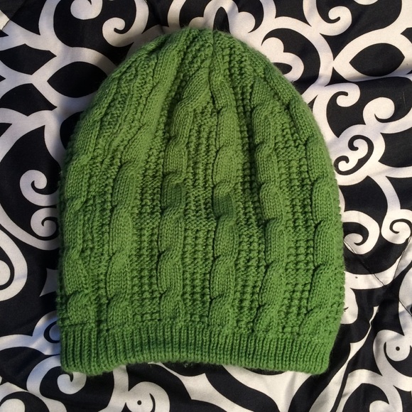 Green Cable Knit Hat