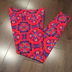 Red multi color LLR leggings