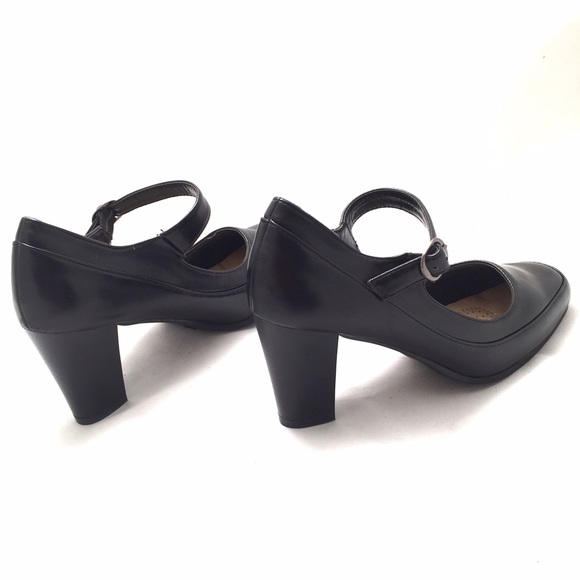 Pierre Dumas Black Work Pumps Block Heels - Picture 3 of 3