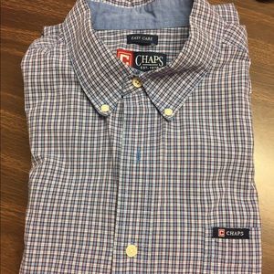 Blue checkered Chaps long sleeve button up shirt