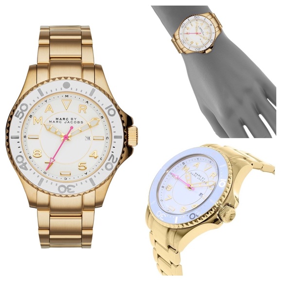 Marc by Marc Jacobs white pink gold sports watch - Picture 2 of 4