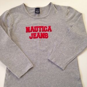 90's NAUTICA gray medium logo t-shirt.