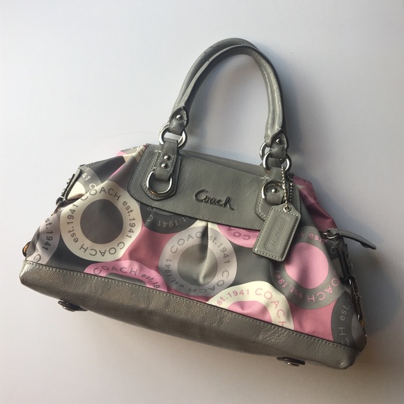 Authentic COACH Ashley satin and leather purse