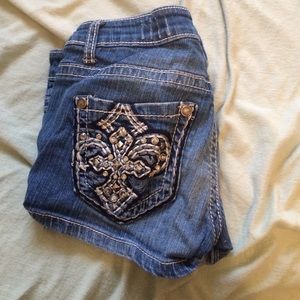 Denim shorts.