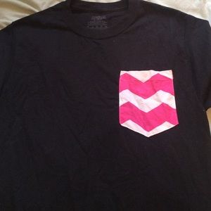 Hand-sewn chevron pocket tee.