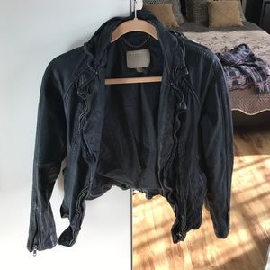 Navy leather jacket