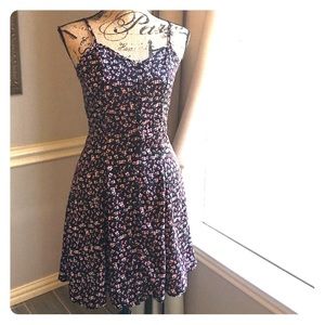 Black floral button front dress