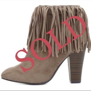 Taupe Fringe Booties