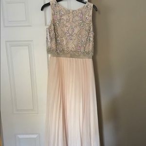 Beige prom dress, beaded top