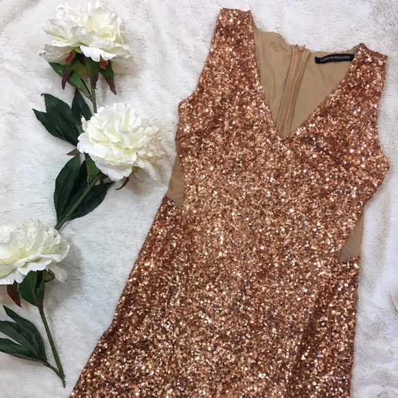 Copper/ Rose Gold Sequin Bachelorette Dress