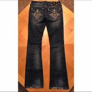 Miss Me Dark Wash Bootcut Jeans with Picket Detail