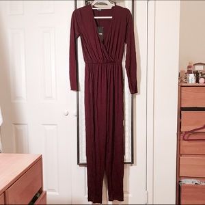 Wrap long sleeve jumpsuit