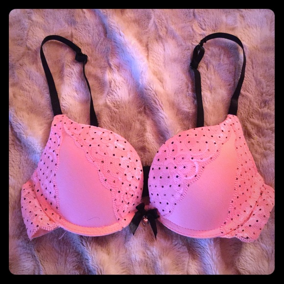 Pink and black bra