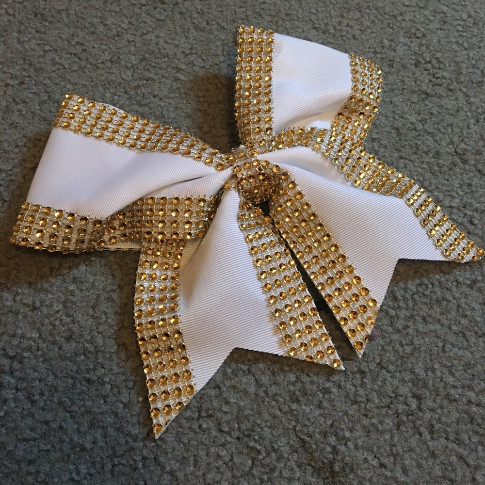 Custom White & Gold Cheer Bow
