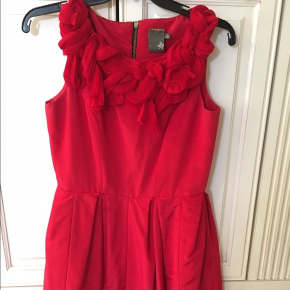 Red cocktail dress with back zipper detail
