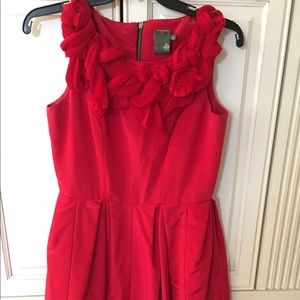 Red cocktail dress with back zipper detail