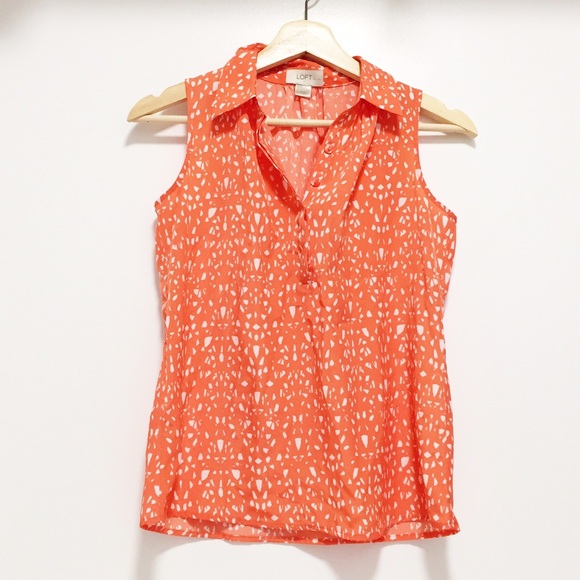 LOFT Orange Pattern Top