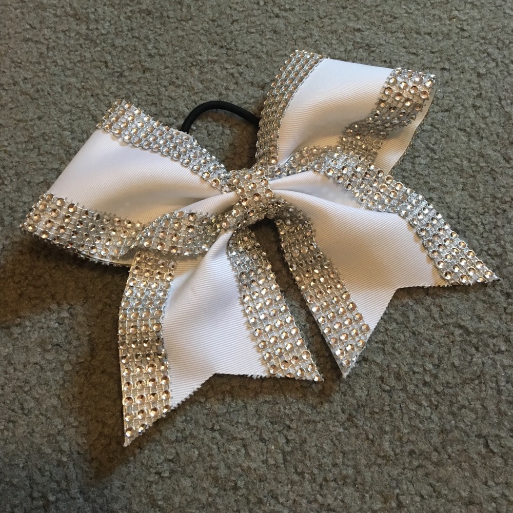Custom White & Silver Cheer Bow