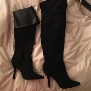Over the knee suede high heel boots