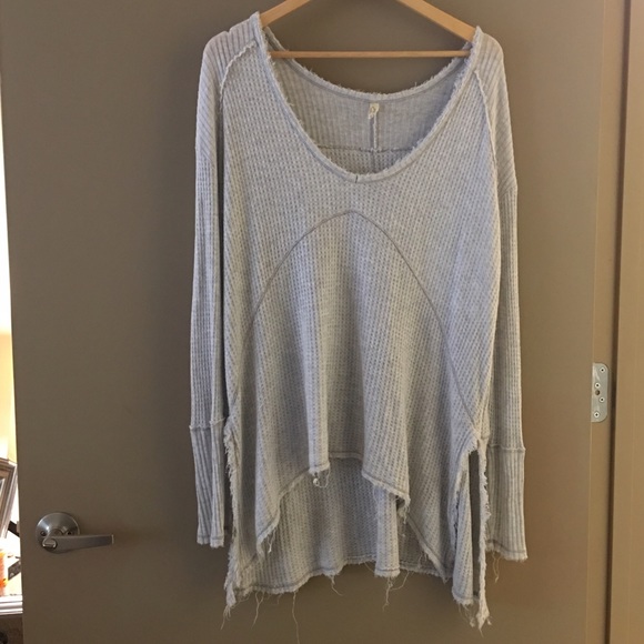 Free People Long Sleeve Deep V Swearer Top