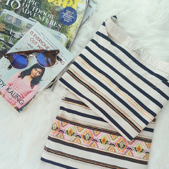 J. Crew Tops - J. CREW AZTEC embroidered top