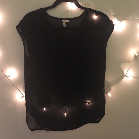 Transparent, black blouse.